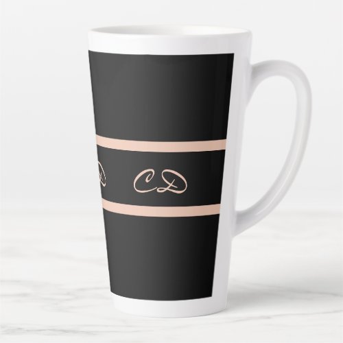 Black rose gold monogram initials elegant script latte mug