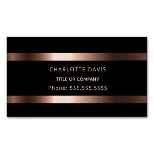 Black rose gold monogram minimalist elegant  business card magnet