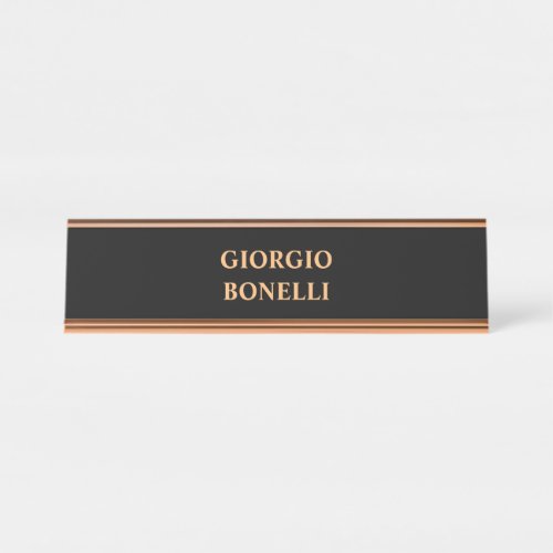 Black Rose Gold Name Minimalist Personal Modern Desk Name Plate