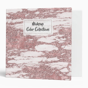 Black & Rose Gold Pink Glitter Marble Glam Trendy 3 Ring Binder