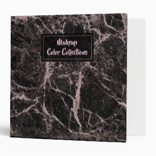 Black & Rose Gold Pink Glitter Marble Glam Trendy 3 Ring Binder