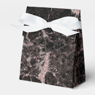 Black & Rose Gold Pink Glitter Marble Glam Trendy Favor Boxes