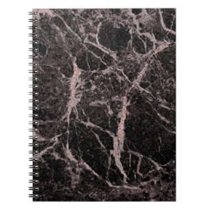 Black & Rose Gold Pink Glitter Marble Glam Trendy Notebook