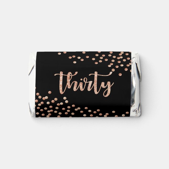 Black & Rose Gold Polka Dot 30th Birthday  Hershey's Miniatures (Front)