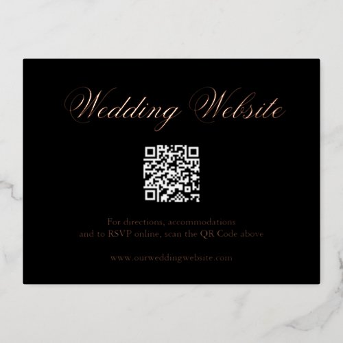 Black Rose Gold QR Code Wedding Enclosure Card