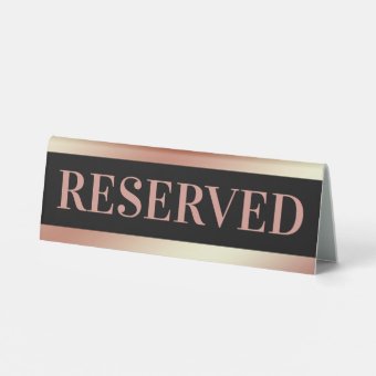 Black Rose Gold Reserved Table Sign | Zazzle