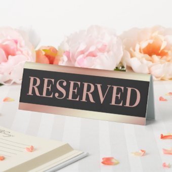 Black Rose Gold Reserved Table Sign | Zazzle