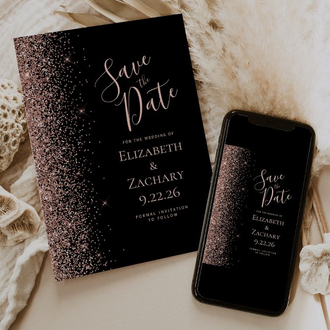 Black Rose Gold Save the Date Announcement (Creator Uploaded)