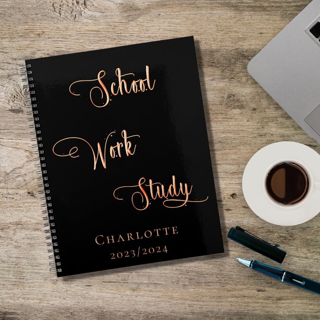 Black rose gold school work study typography 2026 planner (Creator Uploaded)