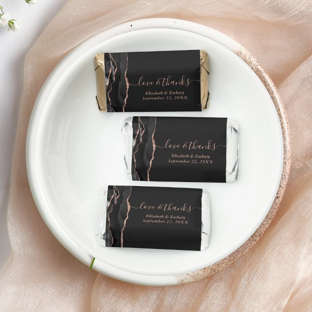 Black Rose Gold Script Wedding Hershey's Miniatures (Creator Uploaded)