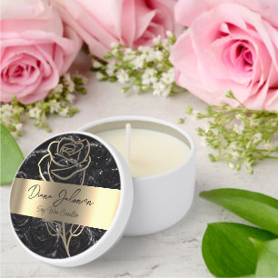 Black Rose Gold Shiny Mini Candle Favors