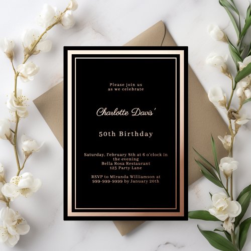 Black rose gold simple luxury birthday