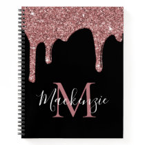 Black Rose Gold Sparkle Glitter Drips Monogram Notebook Black Rose Gold Sparkle Glitter Drips Monogram Notebook