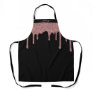 Black Rose Gold Sparkle Glitter Drips Personalized Apron
