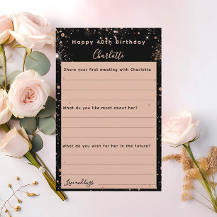 Black rose gold sparkles birthday wishes card