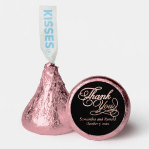 Black & Rose Gold Thank You Calligraphy Wedding Hershey®'s Kisses®