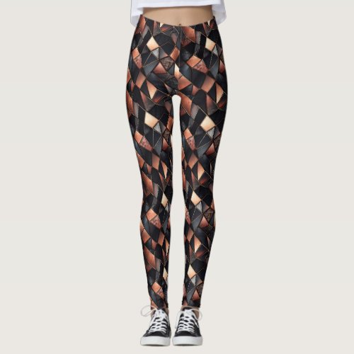 Black Rose Gold Tiles Leggings