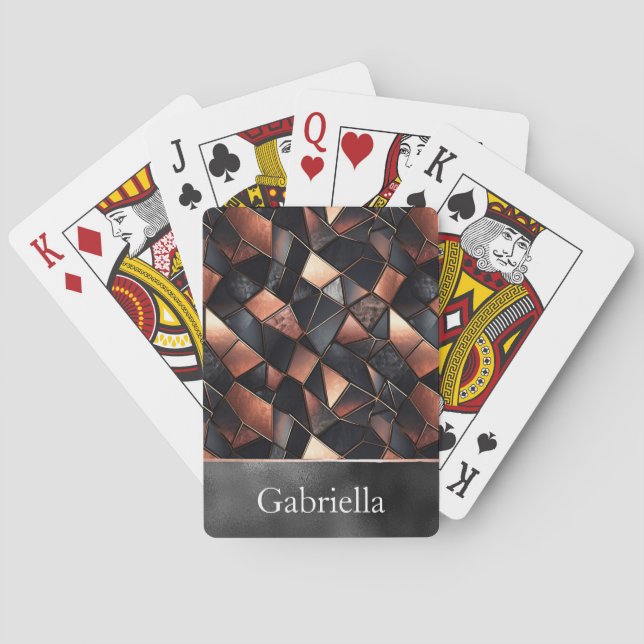 Black Rose Gold Tiles Poker Cards (Back)