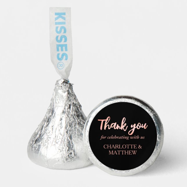 Black & Rose Gold Wedding Hershey®'s Kisses® (Front)