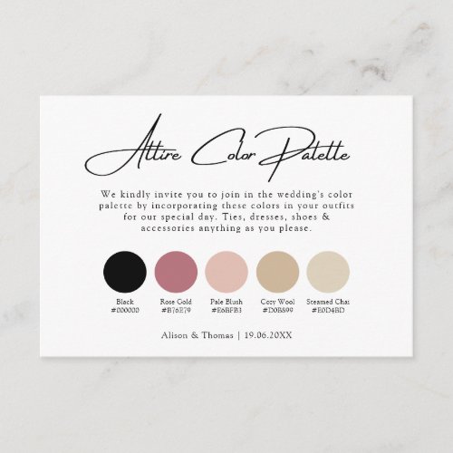 Black Rose Gold Wedding  Neutrals Color Palette E Enclosure Card