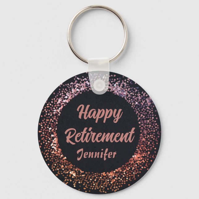Black Rose Gold Wishing you a Relaxing Retirement  Keychain (Front)