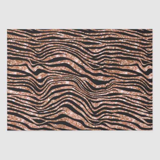 Black Rose Gold Zebra Glitter Tissue Paper (Front)