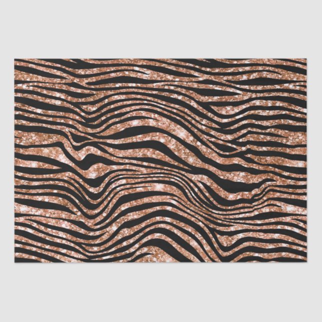 Black Rose Gold Zebra Glitter Tissue Paper (Front)
