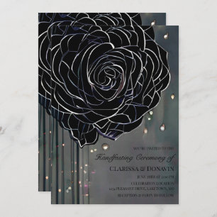 Black Rose Gothic Moody Elegant Handfasting Invitation