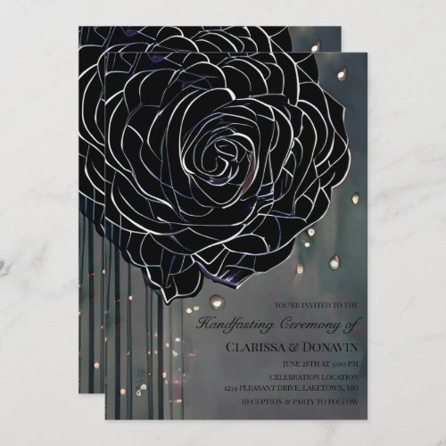 Black Rose Gothic Moody Elegant Handfasting Invitation