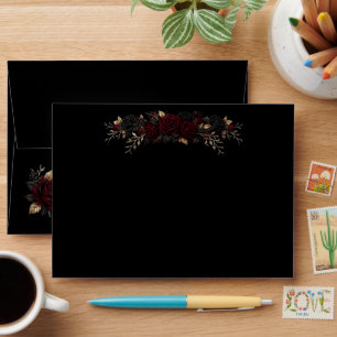 Black Rose Gothic Wedding Envelope Liner