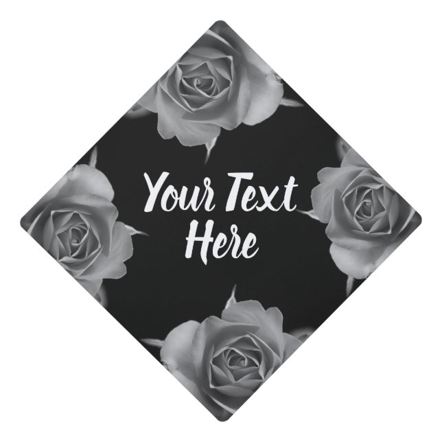 Black Rose Graduation Cap Topper (Front)
