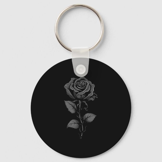 Black Rose Graphic Premium Tri-blend  Keychain (Front)