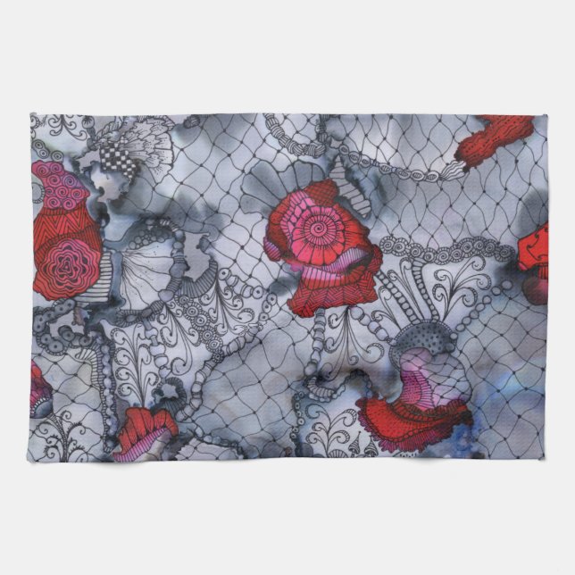 Black Rose Kitchen Towel (Horizontal)