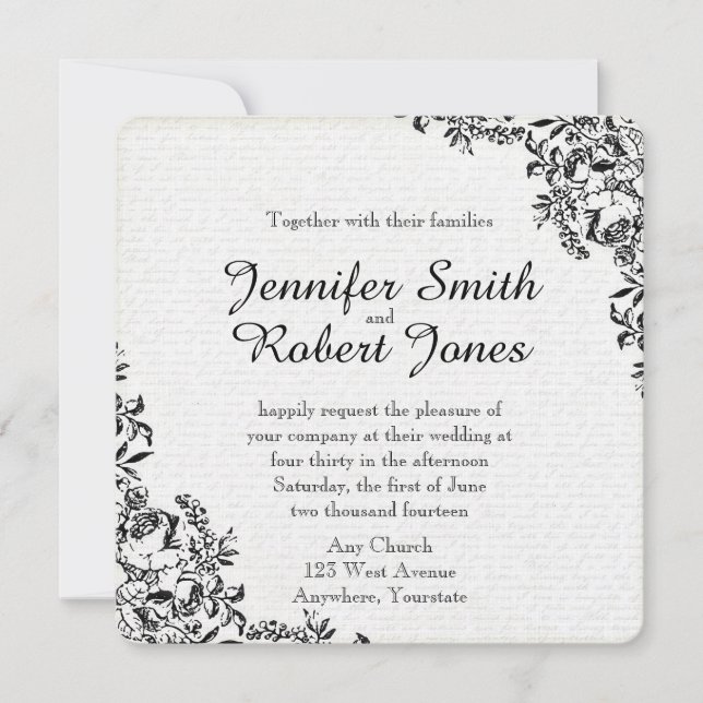 Black Rose Love Letter Wedding Invitation (Front)