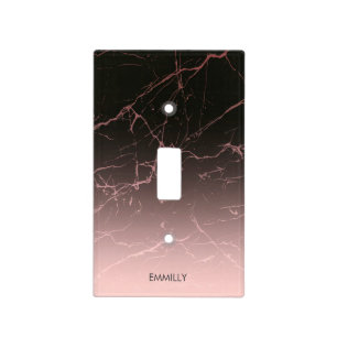 Black Rose Marble Light Switch Cover
