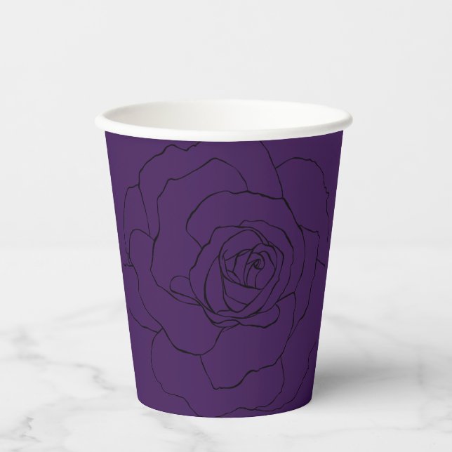 Black Rose on Purple Paper Cups (Front)