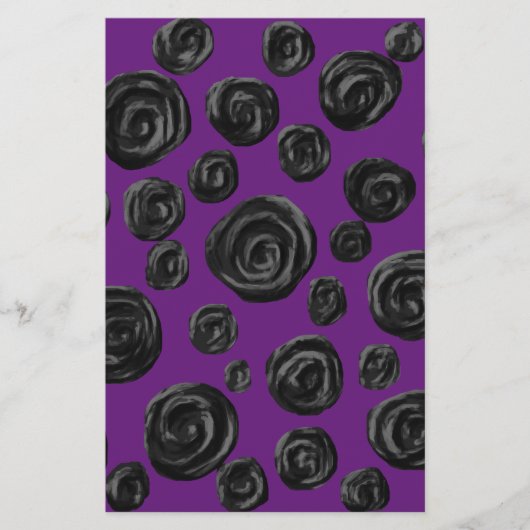Black Rose Pattern on Dark Purple. (Front)