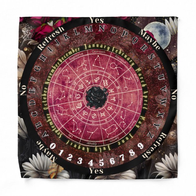 Black Rose Pendulum Board Bandana (Front)