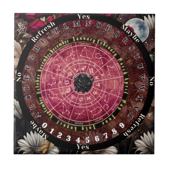 Black Rose Pendulum Board Ceramic Tile (Front)