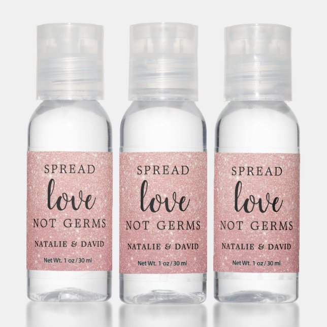 Black Rose Pink Gold Glitter Spread Love Not Germs Hand Sanitizer (Set)