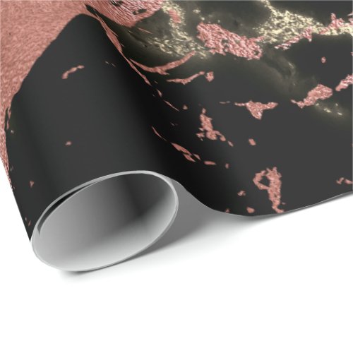 Black Rose Sepia Gold Glam Stone Marble Abstract Wrapping Paper