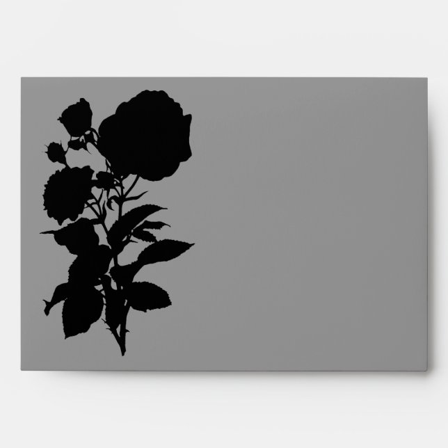 Black Rose Silhouette A7 Envelopes (Front)