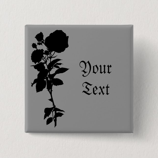 Black Rose Silhouette Button (Front)