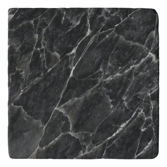 Black Rose Stone Pattern Background Trivet (Front)