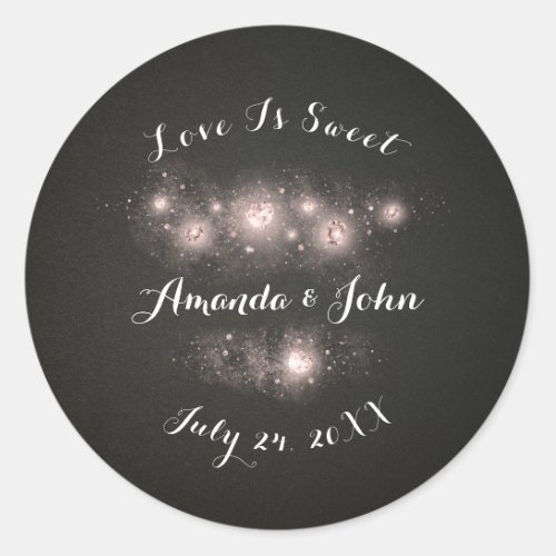 Black Rose Strokes  Save the Date Love is Sweet Classic Round Sticker