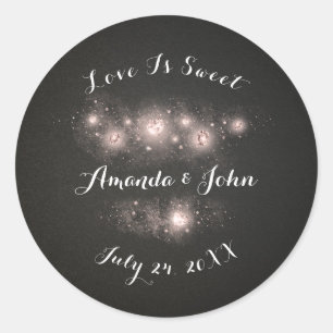 Black Rose Strokes Save the Date Love is Sweet Classic Round Sticker