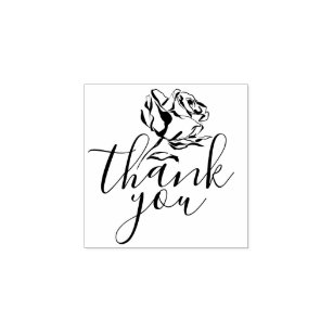 Black Rose Thank you Rubber Stamp