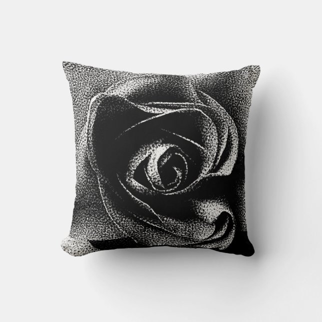BLACK ROSE THROW PILLOW (Front)