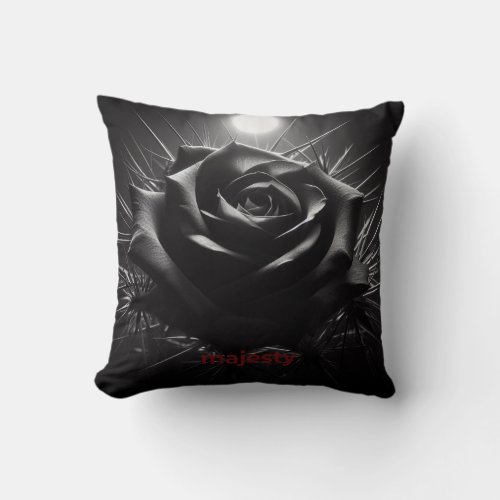 Black rose throw pillow