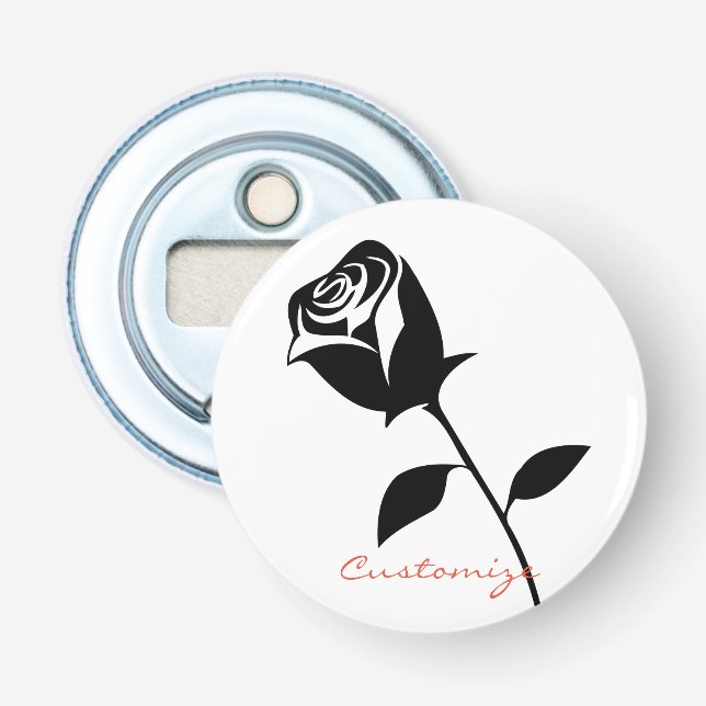 Black Rose Valentine Flower Thunder_Cove Bottle Opener (Front)